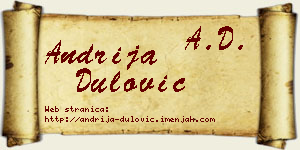 Andrija Dulović vizit kartica